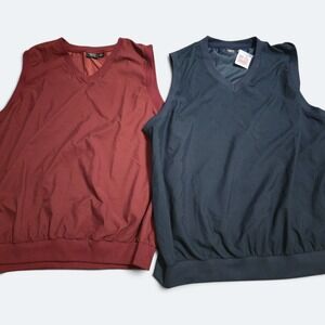 Akwa Classic Mens Size 2XL V-Neck Golf Vests 2pc Set Navy & Maroon